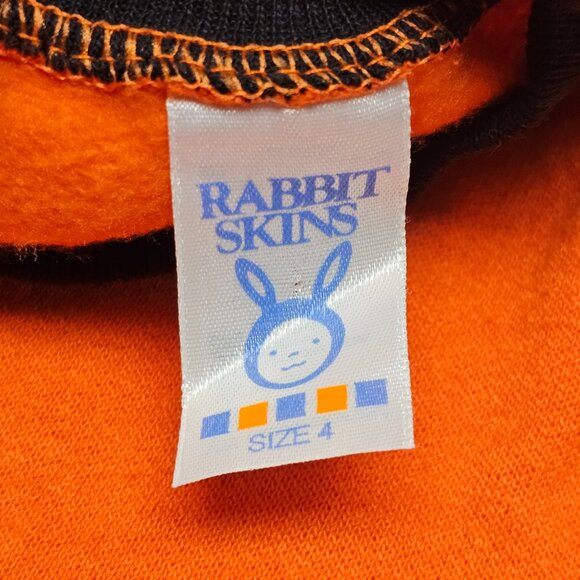 Girls Fleece long Sleeve Orange Black Fall Halloween Rabbit Skins 3 4 Made in US - Picture 2 of 9